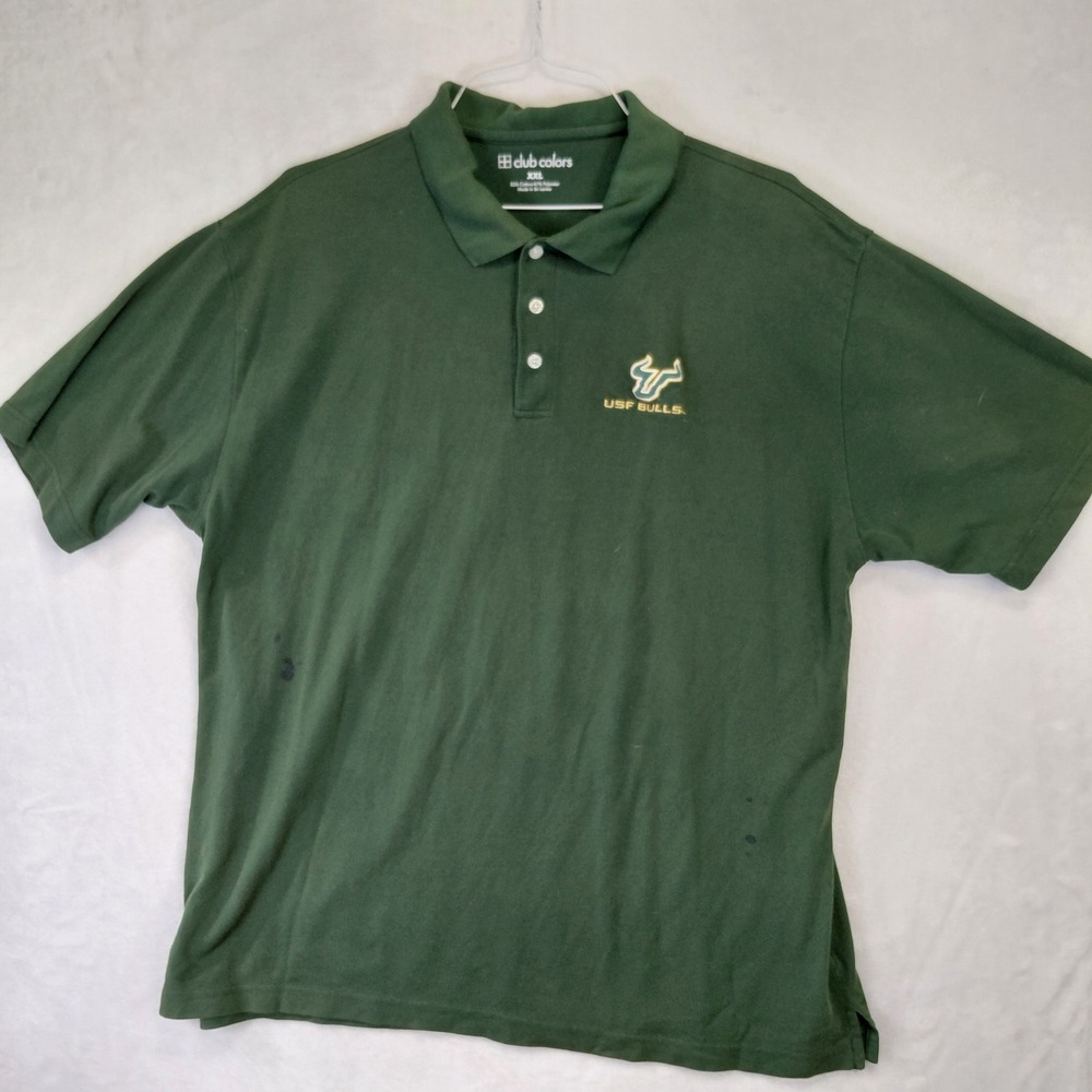 Club Colors USF Bulls Polo Shirt Mens XXL Green Short Sleeve University Florida